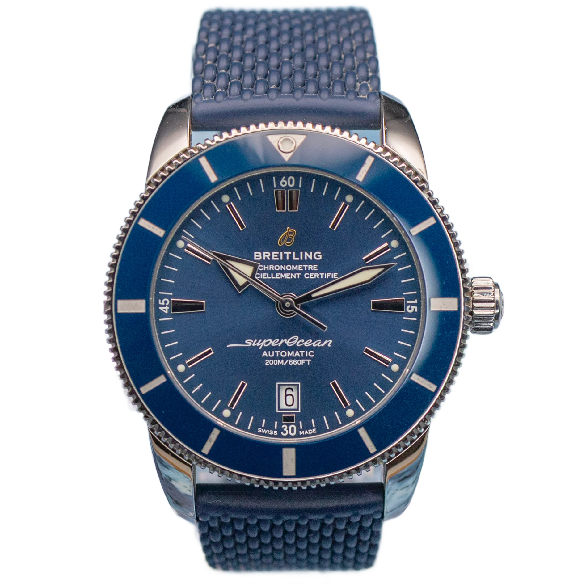 Breitling 46mm Superocean Heritage II B20 Automatic 46 Watch - Steel Case - Gun Blue Dial - Blue Rubber Aero Classic Strap - AB2020161C1S1 Watch Ref. AB2020161C1S1